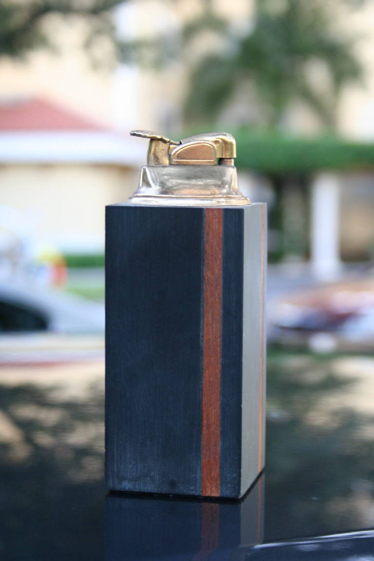 Mid-Century Modern Vintage Slate and Teak Table Lighter by Harpswell House