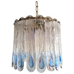 Italian Ice Glass Chandelier by Mazzega