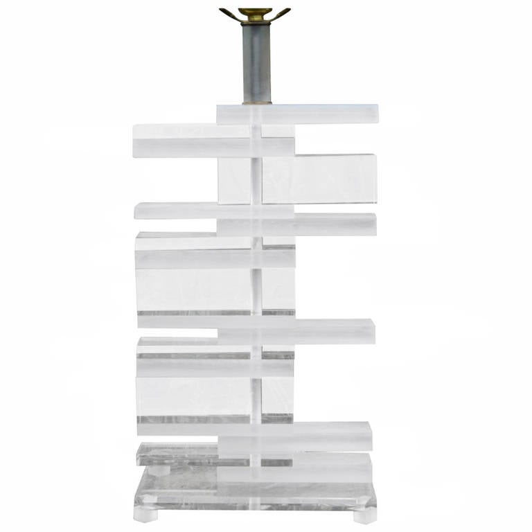 Stacked Lucite Table Lamp For Sale