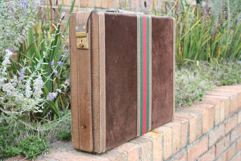 Mid-Century Modern Vintage Gucci Suede Leather Briefcase