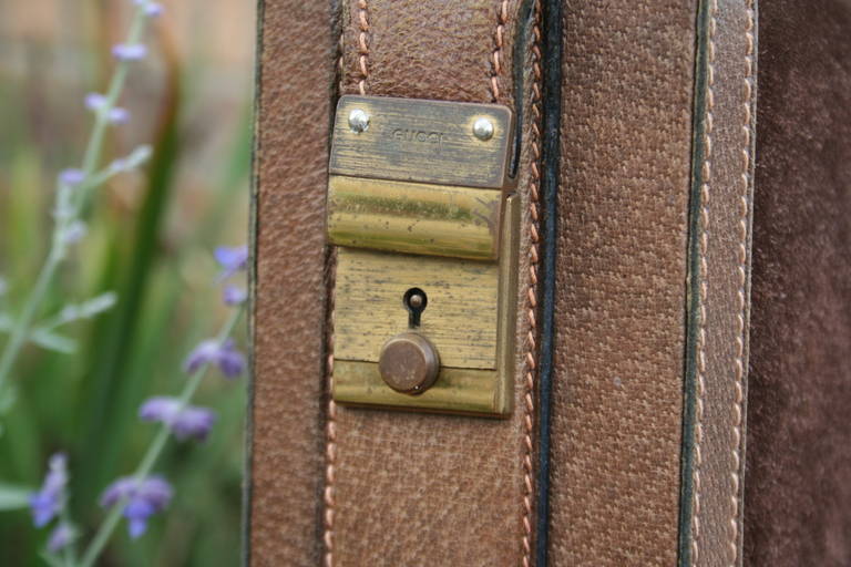 Vintage Gucci Suede Leather Briefcase In Excellent Condition In Asheville, NC