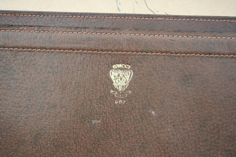 Brass Vintage Gucci Suede Leather Briefcase