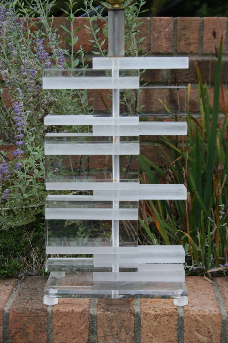 Stacked Lucite Table Lamp