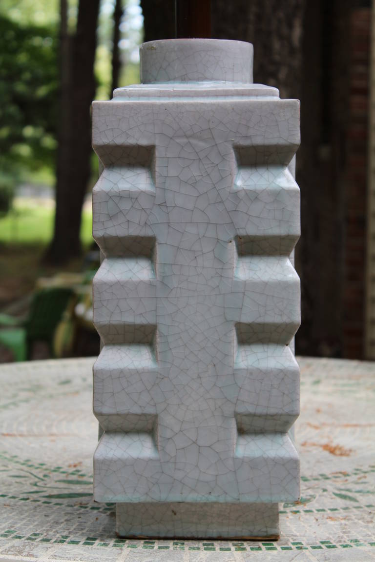 Crackle Glaze Ceramic Table Lamp by Ugo Zaccagnini