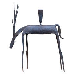 Wrought Iron Antelope Candleholder