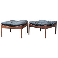 Pair of Rosewood and Leather Stools by Kristian Vedel