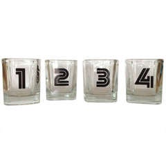 Set of Four Vintage Numbered Cocktail Glasses