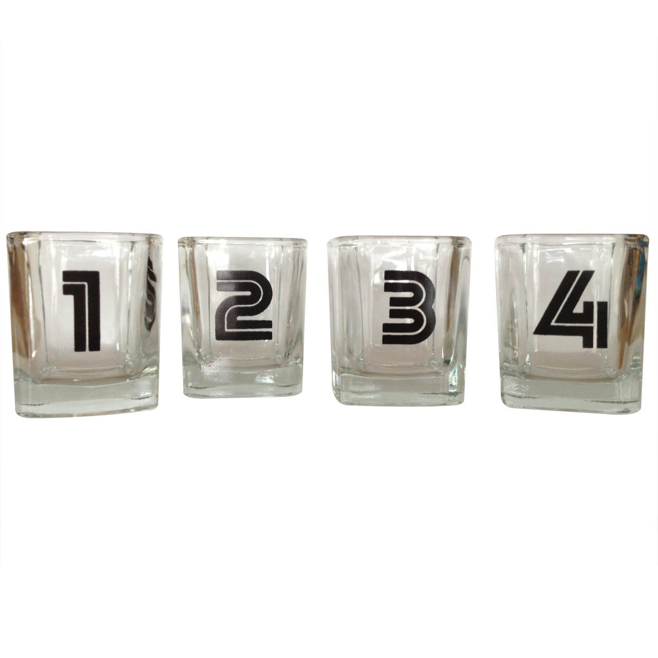 Set of Four Vintage Numbered Cocktail Glasses at 1stDibs