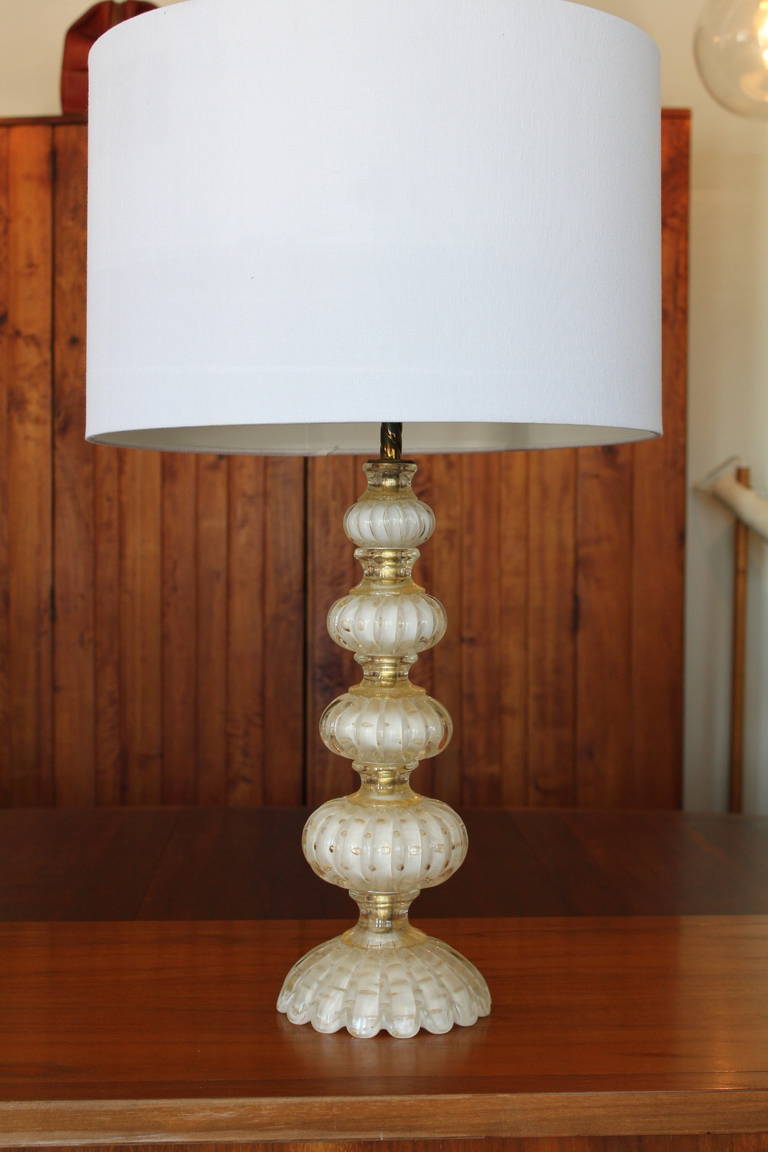 Italian Murano Glass Table Lamp by Seguso For Sale