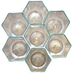 Set of Seven Early Gold Leaf Murano Cocktail Tumblers