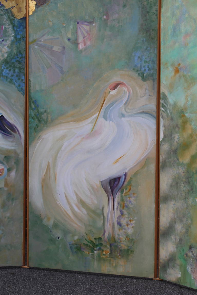 Five-Panel Oil on Canvas Folding Screen by Doris Dillon 1