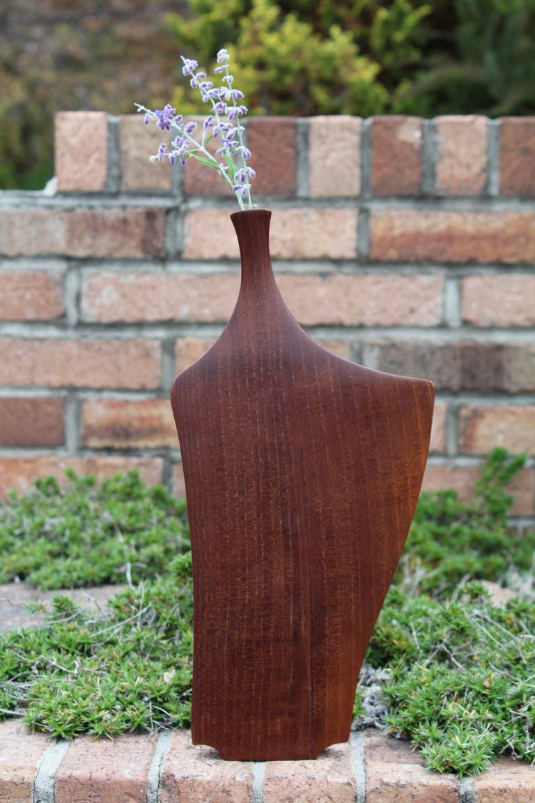Vintage Studio Wood Vase in Black Locust, circa 1970