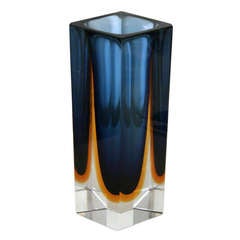 A Faceted Murano Sommerso Glass Vase