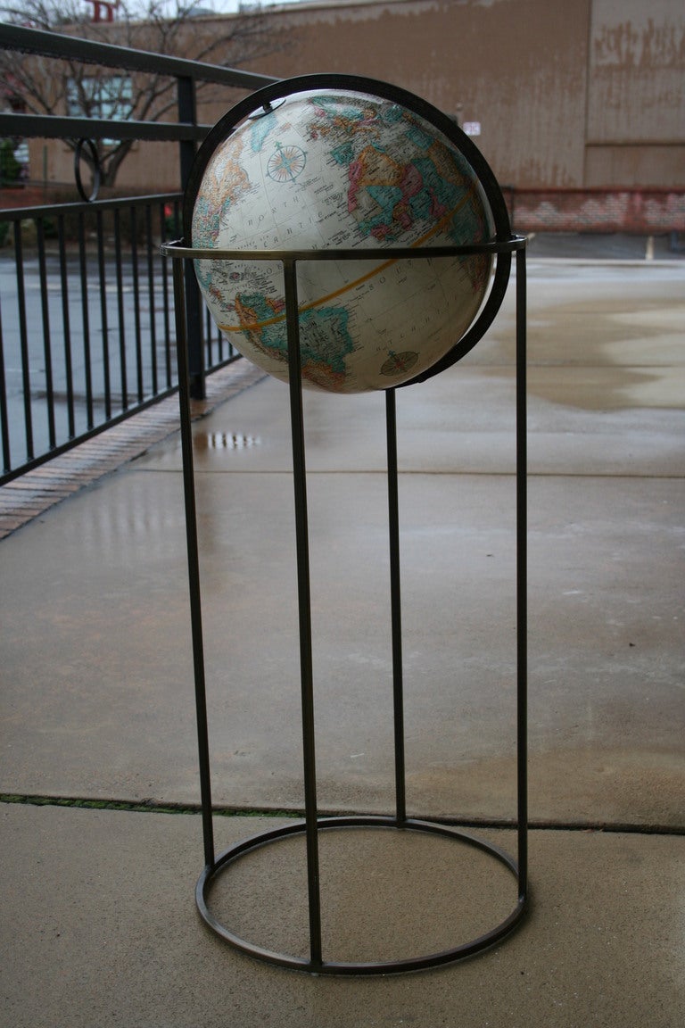 A well designed vintage floor globe supported by a patinated brass base - 12
