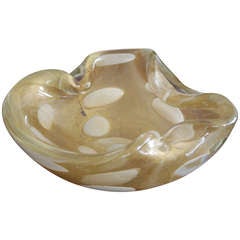 Folded Golf Leaf Murano Bowl attributed to Barovier e Toso