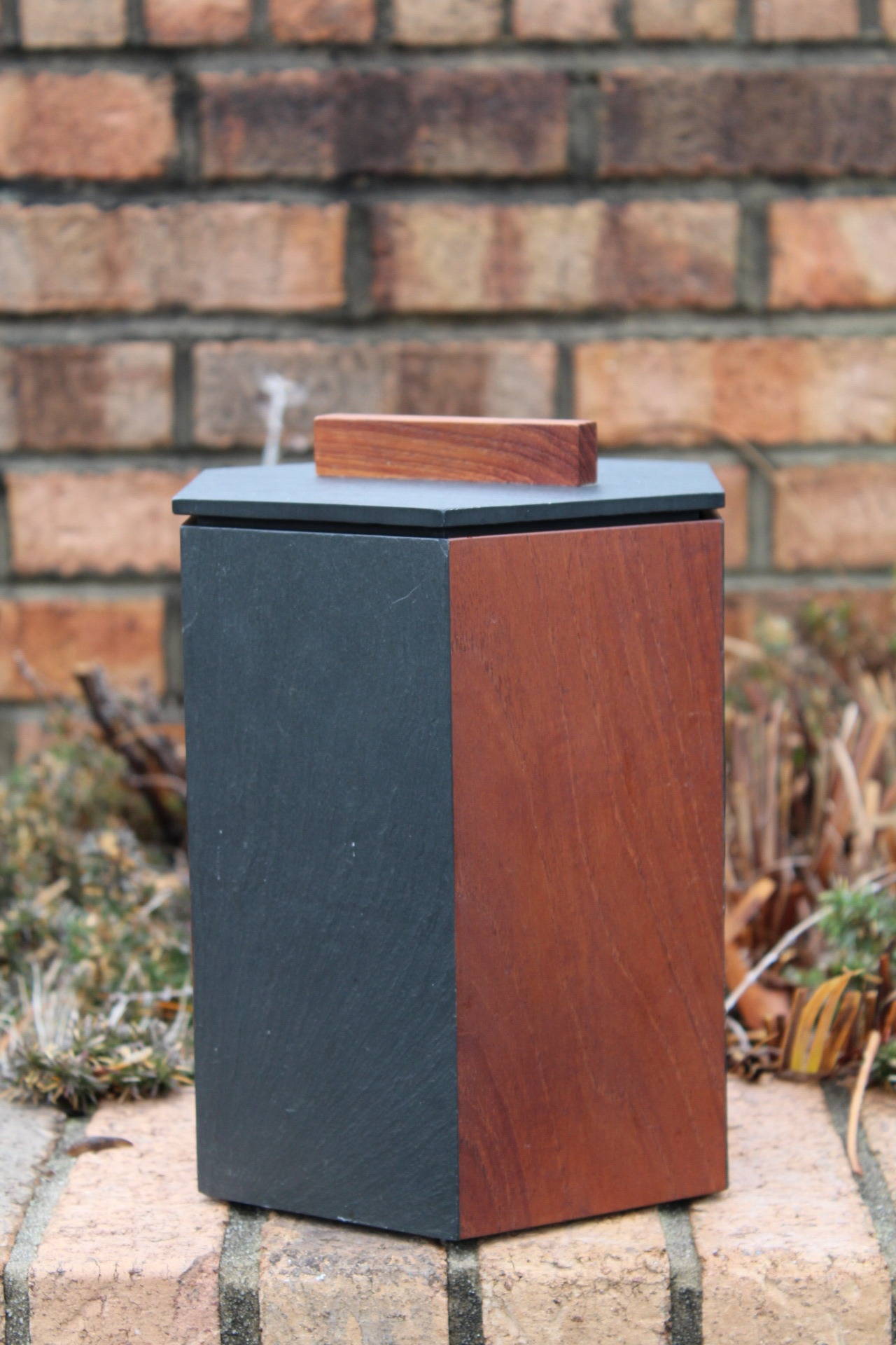 Slate and Teak Ice Bucket by Harpswell House