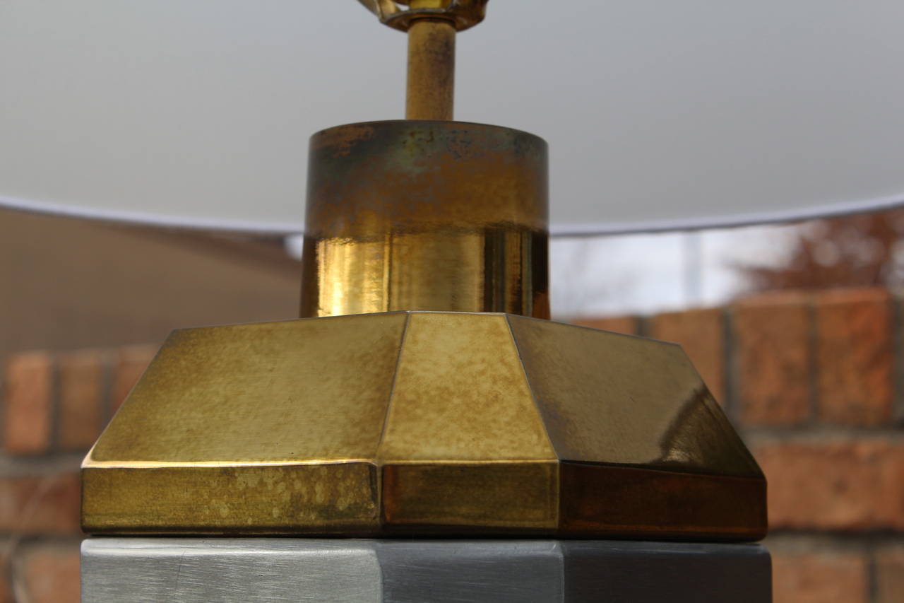 Brushed Steel and Brass Table Lamp by Chapman 1