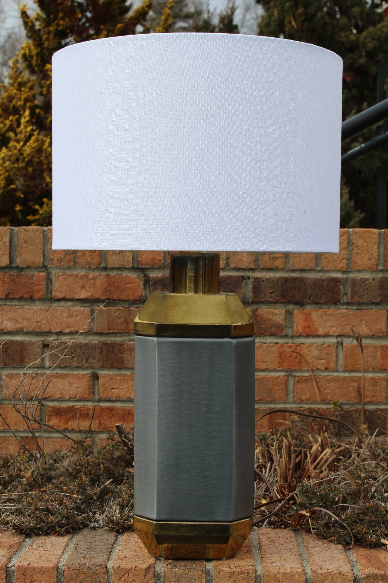 Brushed Steel and Brass Table Lamp by Chapman 2