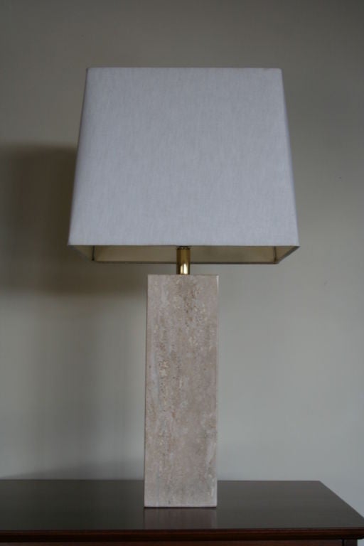 Beautiful 1970's Travertine Table Lamp