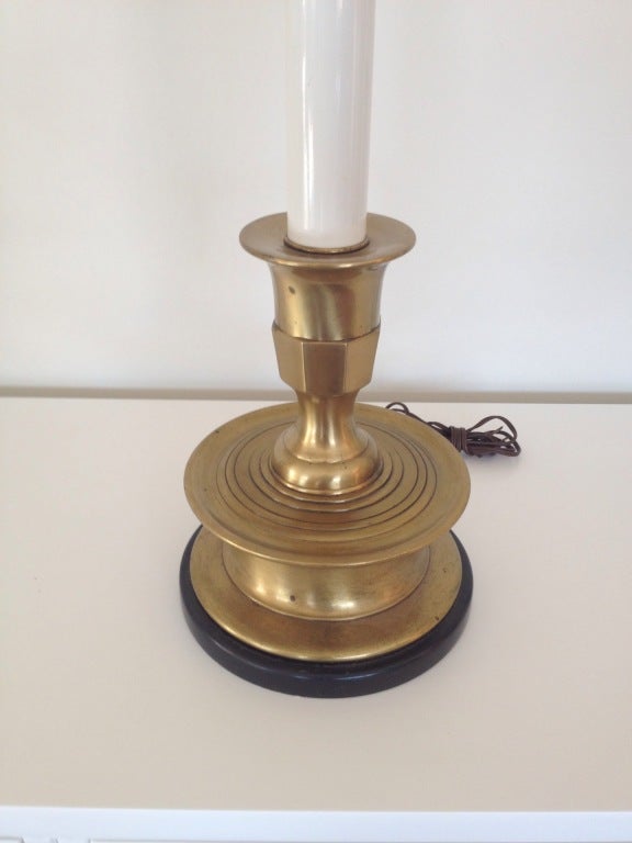 Art Deco Pair of Brass Candlestick Table Lamps by Frederick Cooper For Sale