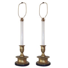 Pair of Brass Candlestick Table Lamps by Frederick Cooper