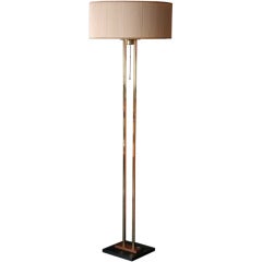Elegant Brass and Walunt Laurel Floor Lamp