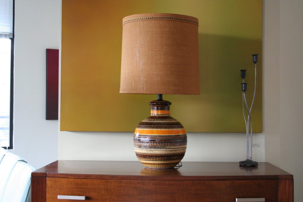 A great example of fine mid 20th century Italian ceramics. This lamp was part of the \