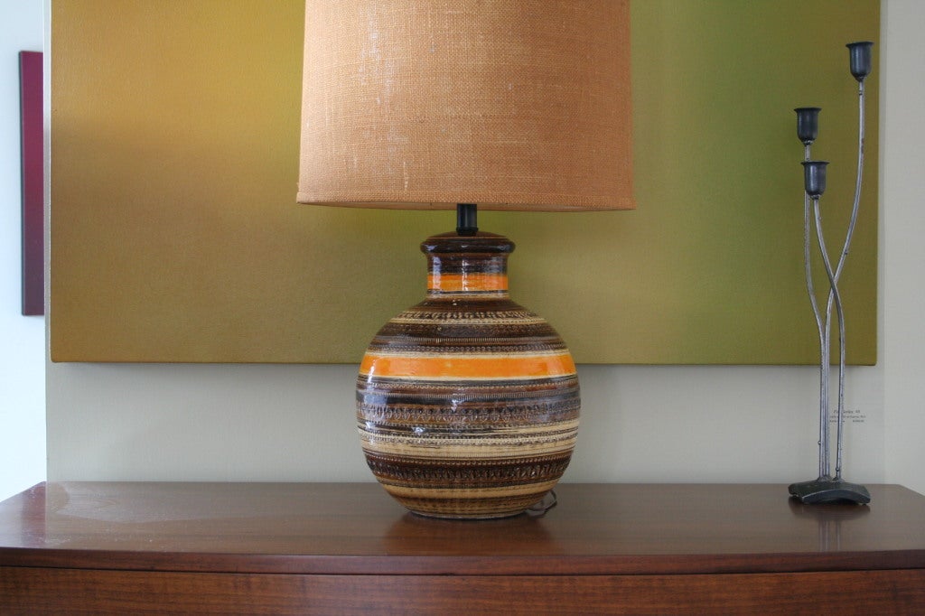 Ceramic Bitossi Italian Table Lamp by Aldo Londi