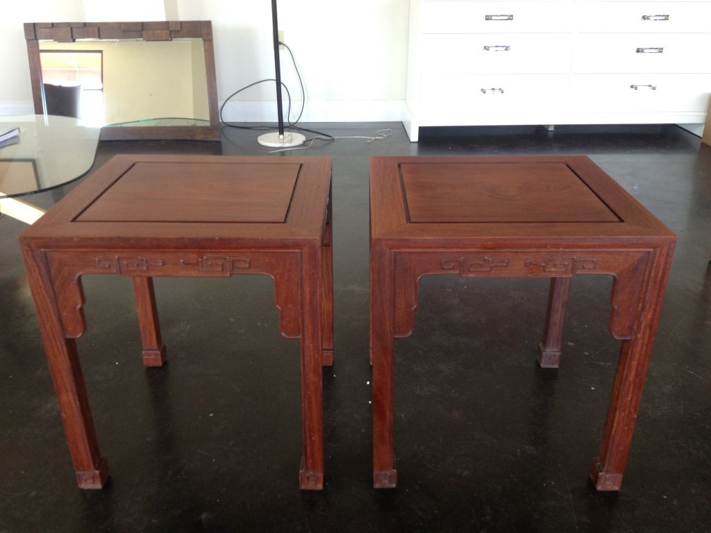 Pair of Vintage Chinese Rosewood End Tables 3