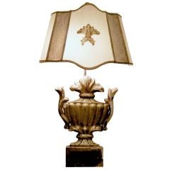 Italian Urn mounted w/ Fortuny Shield Shade lamp.