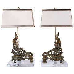 Antique 19th C. French Fire Place Lamps