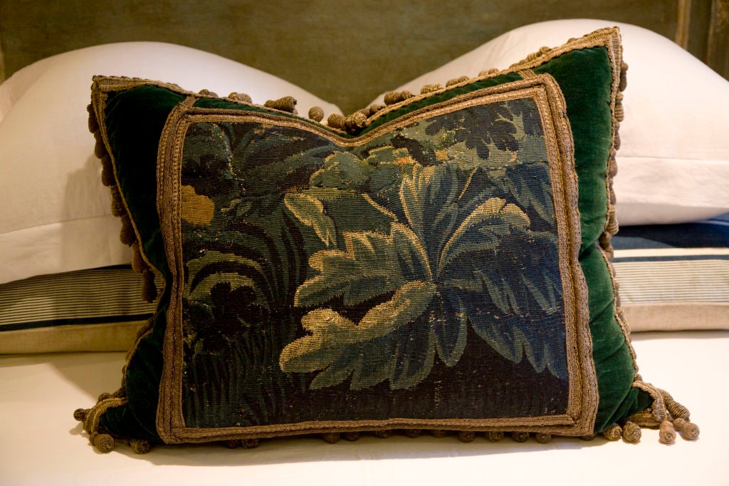 18th Century and Earlier Large antique Flemish Tapestry Cushion.