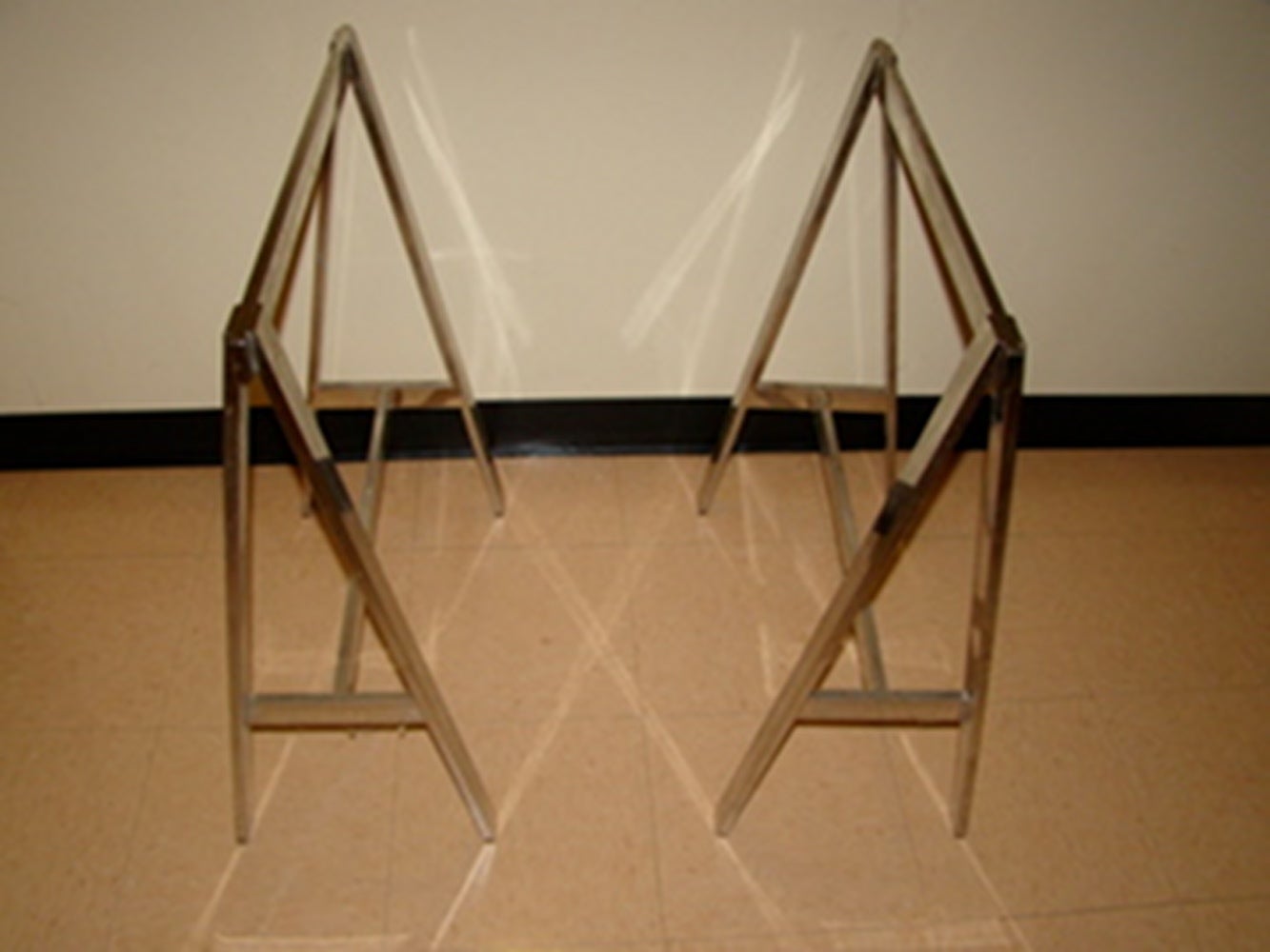 Sculptural Chrome Sawhorse Adjustable Mid Century Baughman Table
