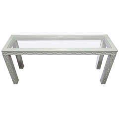White Lacquered Fretwork Palm Beach Regency Console Table