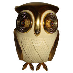 Brass Owl Mid-Century Sculptural Transistor Radio