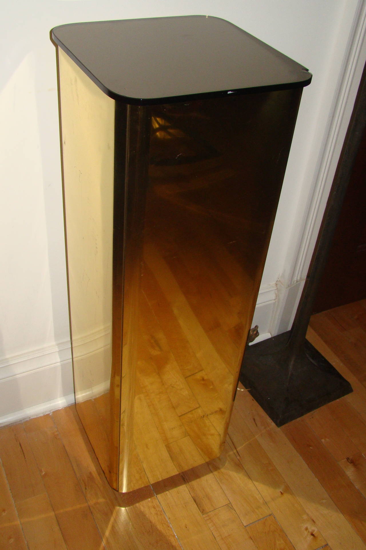 C. Jere Signed Brass and Glass Pedestal Sculpture Stand or Table