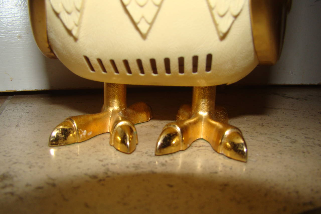 Unknown Brass Owl Mid-Century Sculptural Transistor Radio