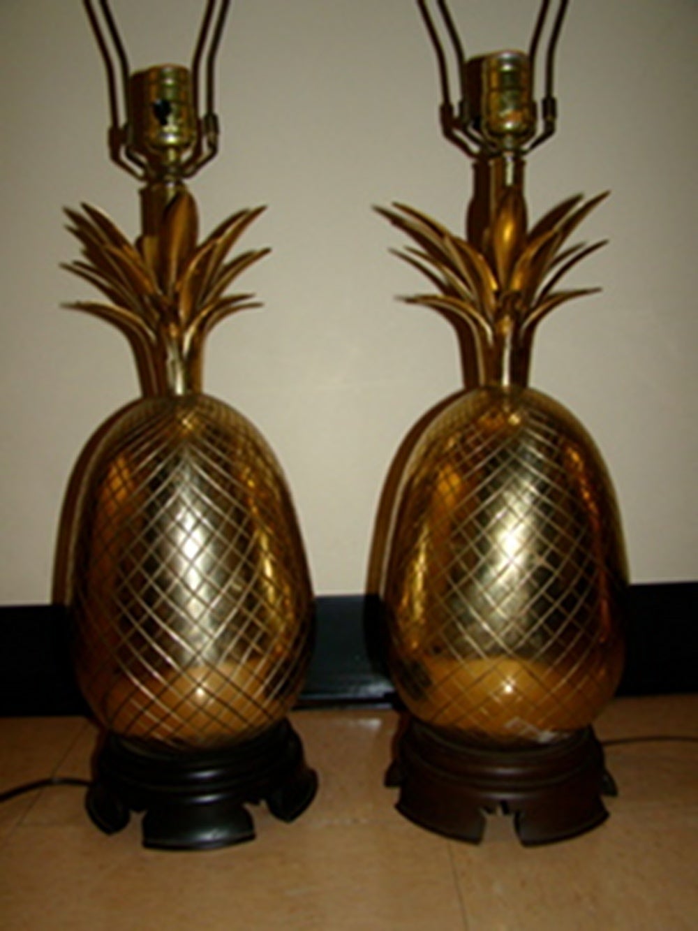 Pair of Large Brass Pineapple Table Lamps