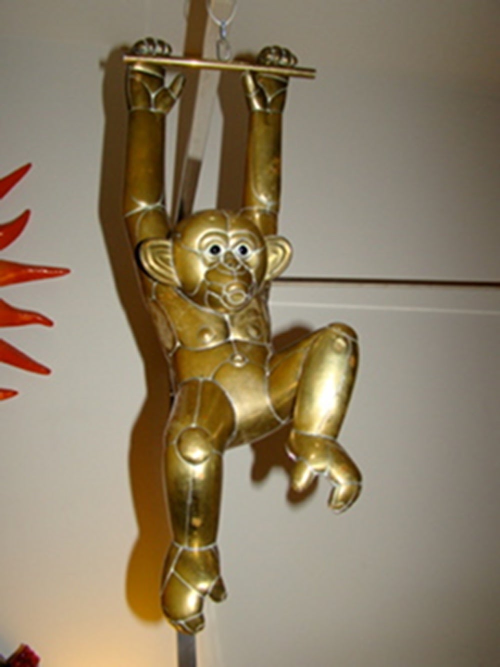Sergio Bustamante Signed Mixed Metal Hanging Monkey Sculpture