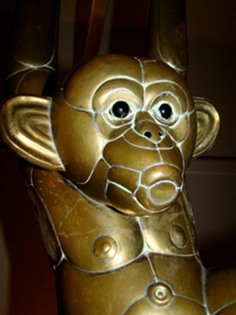 Sergio Bustamante Signed Mixed Metal Hanging Monkey Sculpture 3