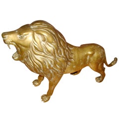 Sculptural Brass Lion Floor Sculpture