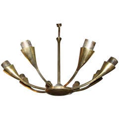 Italian Mid Century Sputnik Brass Chandelier Lamp