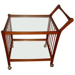 Danish Modern Mid-Century Sculptural Rolling Bar or Serving Cart