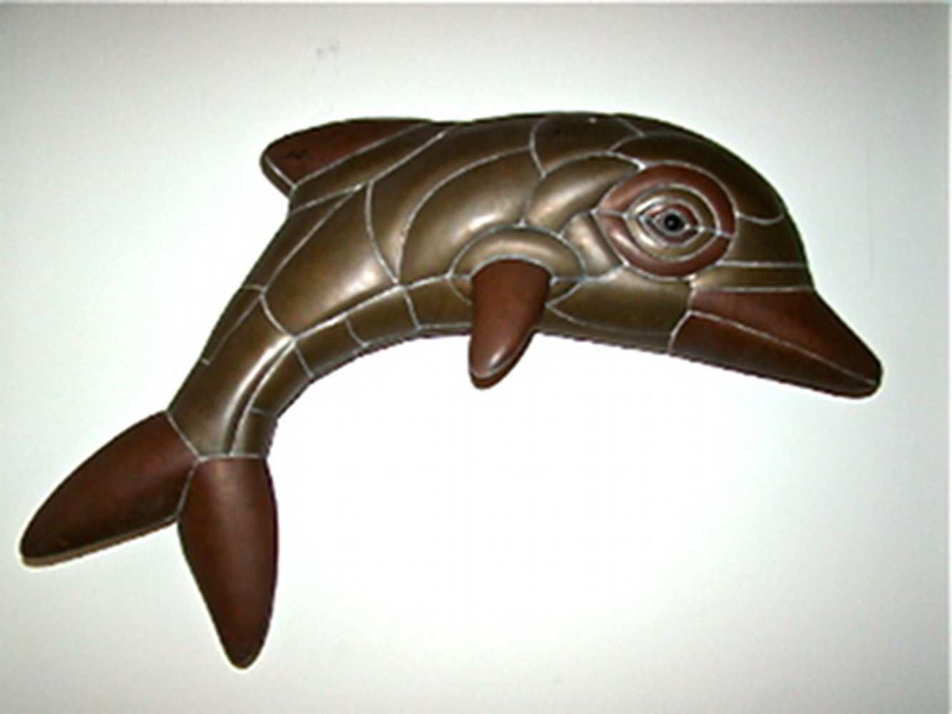 Sergio Bustamante Mixed Metal Dolphin Wall Hanging Sculpture