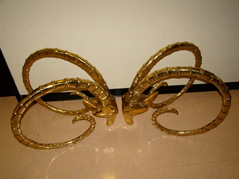 Ibex Sculptural Brass Gazelle Rams Head Dining Table After Chervet 4