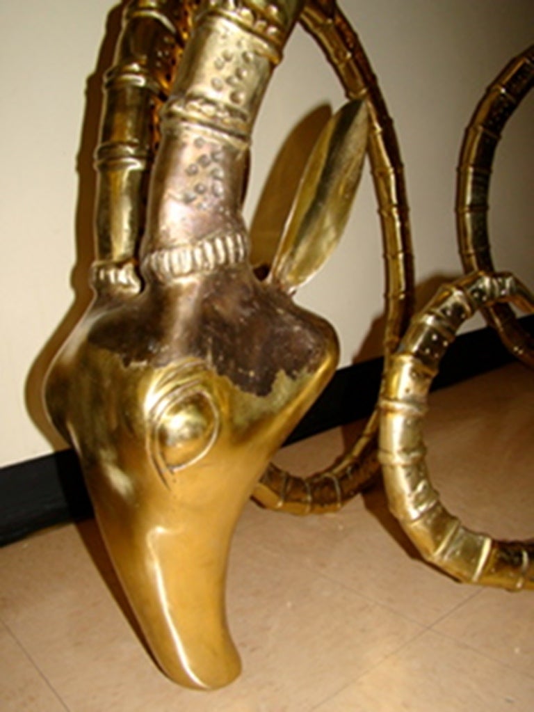 Ibex Sculptural Brass Gazelle Rams Head Dining Table After Chervet 1