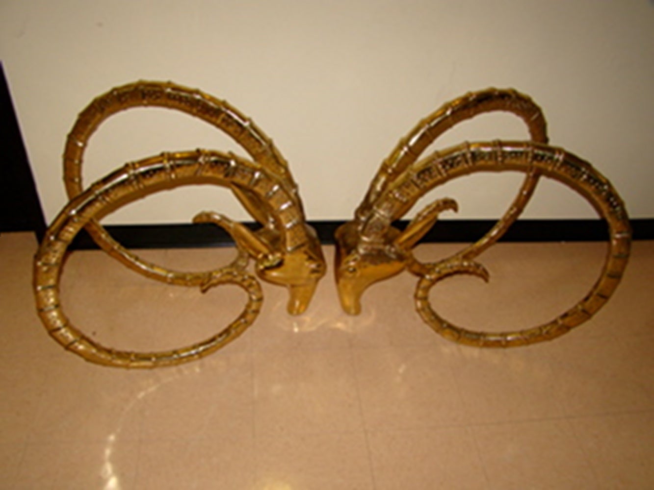Ibex Sculptural Brass Gazelle Rams Head Dining Table After Chervet
