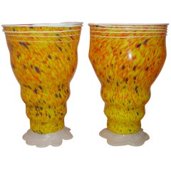 Large Barovier & Toso Murano Italian Pair Of Colorful Vase Table Lamps
