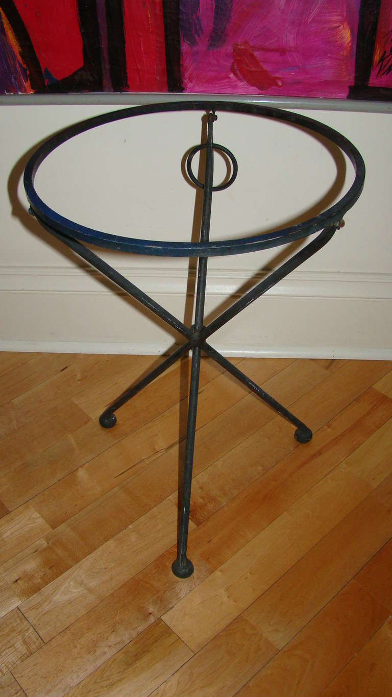 Mid-20th Century Tripod Mid Century Folding Iron Garden Side Table