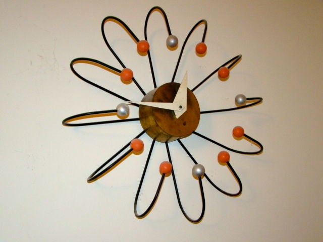 American Frederic Weinberg Large Mid Century Atomic Ball Wall Clock